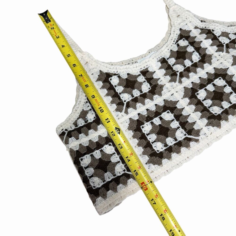 Rebellion Again Crochet Knit Cropped Tank Boho Hippie Size Large Bohemian - Picture 6 of 9